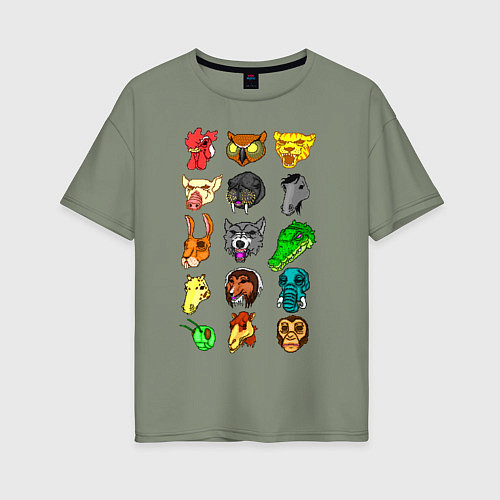 Женская футболка оверсайз Hotline Miami Masks / Авокадо – фото 1