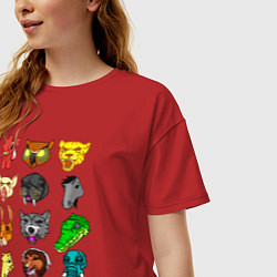 Футболка оверсайз женская Hotline Miami Masks, цвет: красный — фото 2