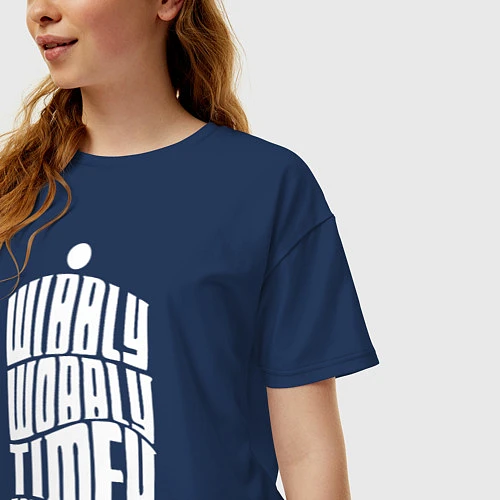 Женская футболка оверсайз Talk Whovian To Me / Тёмно-синий – фото 3