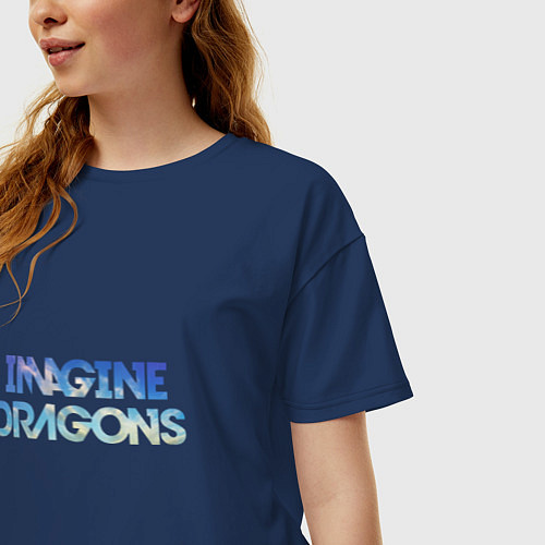 Женская футболка оверсайз Imagine Dragons: Clear Sky / Тёмно-синий – фото 3