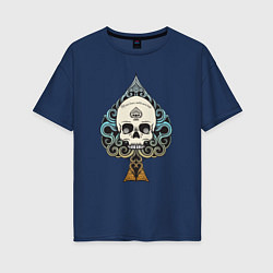 Женская футболка оверсайз Череп (skull) (цветной)