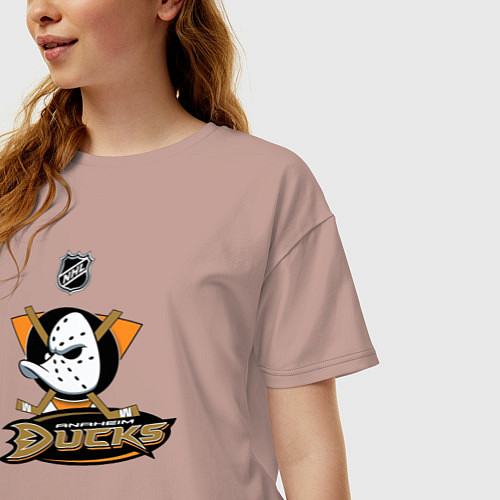 Женская футболка оверсайз NHL: Anaheim Ducks / Пыльно-розовый – фото 3