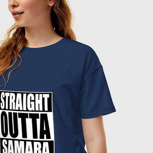 Женская футболка оверсайз Straight Outta Samara / Тёмно-синий – фото 3