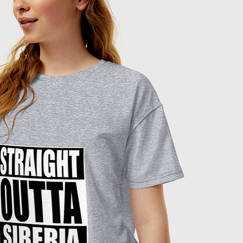 Женская футболка оверсайз Straight Outta Siberia / Меланж – фото 3