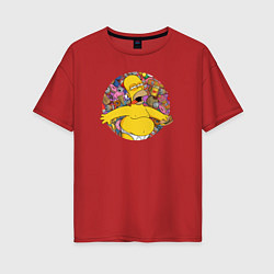 Женская футболка оверсайз Гомер в раю