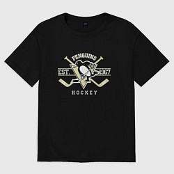 Футболка оверсайз женская Pittsburgh Penguins: Est.1967, цвет: черный