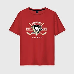 Женская футболка оверсайз Pittsburgh Penguins: Est.1967