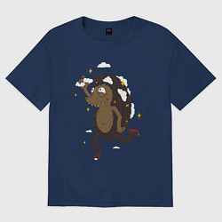 Футболка оверсайз женская Ежик с облаками, цвет: тёмно-синий