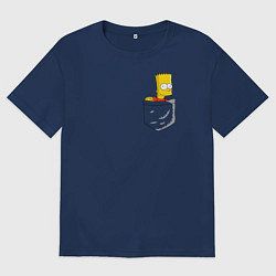 Футболка оверсайз женская Карманный Барт, цвет: тёмно-синий