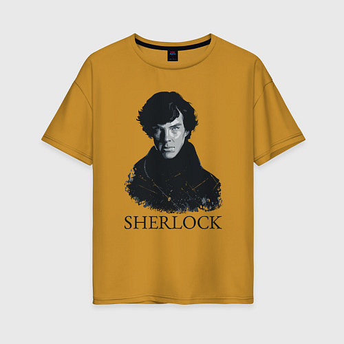 Женская футболка оверсайз Sherlock Art / Горчичный – фото 1