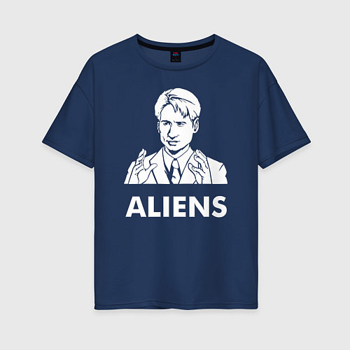Женская футболка оверсайз Mulder Aliens / Тёмно-синий – фото 1