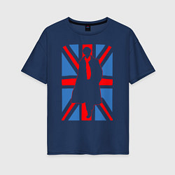 Футболка оверсайз женская Sherlock Holmes Union Jack, цвет: тёмно-синий