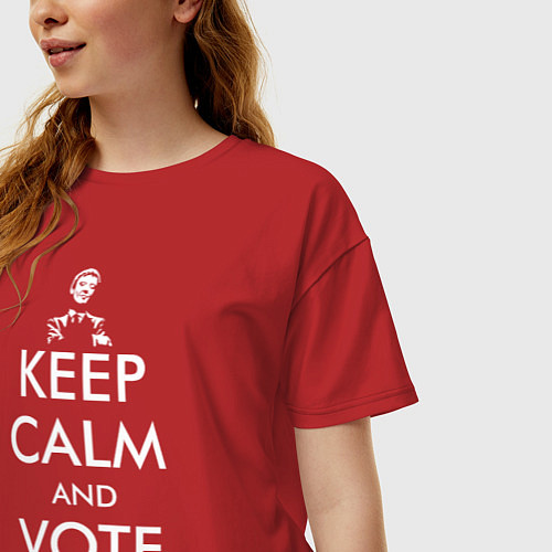 Женская футболка оверсайз Keep Calm & Vote Saxon / Красный – фото 3