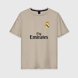Футболка оверсайз женская Real Madrid: Fly Emirates, цвет: миндальный