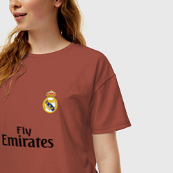 Футболка оверсайз женская Real Madrid: Fly Emirates, цвет: кирпичный — фото 2