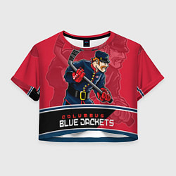 Футболка 3D укороченная женская Columbus Blue Jackets, цвет: 3D-принт