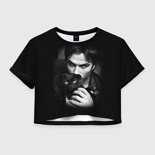 Женский топ Деймон Сальваторе с котом / 3D-принт – фото 1