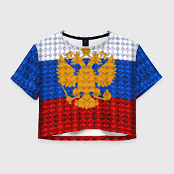 Футболка 3D укороченная женская Россия: полигоны, цвет: 3D-принт
