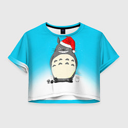 Футболка 3D укороченная женская Тоторо под снегом, цвет: 3D-принт