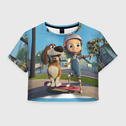 Футболка 3D укороченная женская Оззи и подружка, цвет: 3D-принт