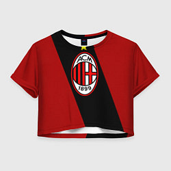 Футболка 3D укороченная женская Milan FC: Red Collection, цвет: 3D-принт