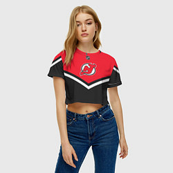 Футболка 3D укороченная женская NHL: New Jersey Devils, цвет: 3D-принт — фото 2