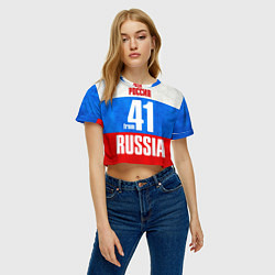 Футболка 3D укороченная женская Russia: from 41, цвет: 3D-принт — фото 2
