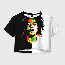 Футболка 3D укороченная женская Bob Marley: Colors, цвет: 3D-принт