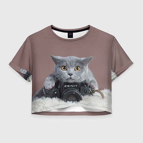 Женский топ Котик фотограф / 3D-принт – фото 1