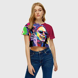 Футболка 3D укороченная женская Оззи Осборн: фан-арт, цвет: 3D-принт — фото 2
