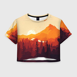 Футболка 3D укороченная женская Восход, цвет: 3D-принт