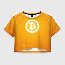 Футболка 3D укороченная женская Bitcoin Orange, цвет: 3D-принт
