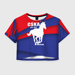 Футболка 3D укороченная женская CSKA est. 1911, цвет: 3D-принт