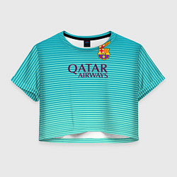 Футболка 3D укороченная женская Barcelona FC: Aqua, цвет: 3D-принт