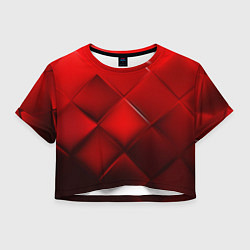 Футболка 3D укороченная женская Red squares, цвет: 3D-принт