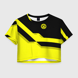 Футболка 3D укороченная женская BVB FC: Yellow style, цвет: 3D-принт