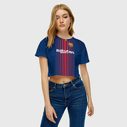 Футболка 3D укороченная женская Barcelona FC: Neymar Home 17/18, цвет: 3D-принт — фото 2