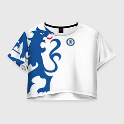 Футболка 3D укороченная женская FC Chelsea: White Lion, цвет: 3D-принт