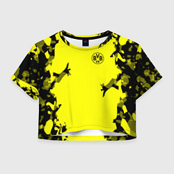 Футболка 3D укороченная женская FC Borussia Dortmund: Yellow Original, цвет: 3D-принт