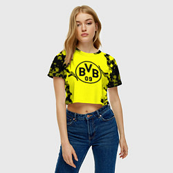 Футболка 3D укороченная женская FC Borussia Dortmund: Yellow & Black, цвет: 3D-принт — фото 2