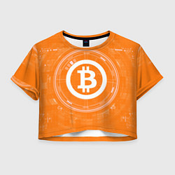 Футболка 3D укороченная женская Bitcoin Tech, цвет: 3D-принт