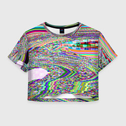 Футболка 3D укороченная женская Optical Glitch, цвет: 3D-принт