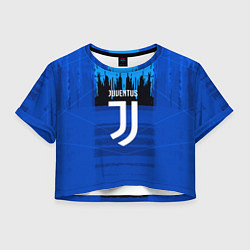Футболка 3D укороченная женская FC Juventus: Blue Abstract, цвет: 3D-принт