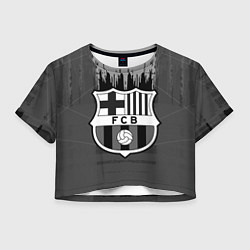 Футболка 3D укороченная женская FC Barcelona: Grey Abstract, цвет: 3D-принт
