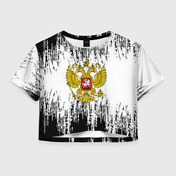 Футболка 3D укороченная женская Russia: White Sport, цвет: 3D-принт