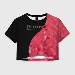 Футболка 3D укороченная женская Black Pink: Pink Polygons, цвет: 3D-принт