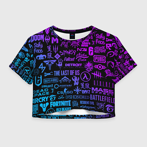 Женский топ Неоновые лого игр / 3D-принт – фото 1