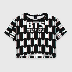 Футболка 3D укороченная женская BTS: Black Pattern, цвет: 3D-принт