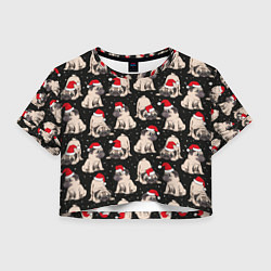 Женский топ Новогодние мопсы