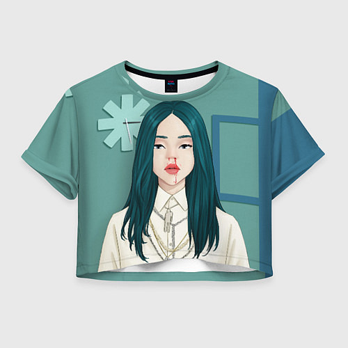 Женский топ Billie Eilish: Turquoise Hair / 3D-принт – фото 1